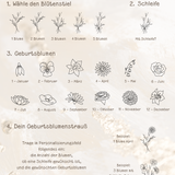 Gravur Anhänger 925er Silber personalisiert Geburtsblumenstrauß