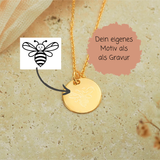 Gravur Kette personalisierbar 925er Silber eigenes Motiv Logo runder Anhänger