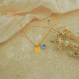 Gravur Kette personalisierbar 925er Silber Geburtsstein runder Anhänger