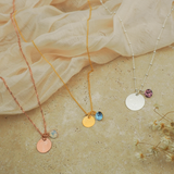 Gravur Kette personalisierbar 925er Silber Geburtsstein runder Anhänger