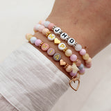 Name Initial Armband bunt Naturstein Perlen personalisiert